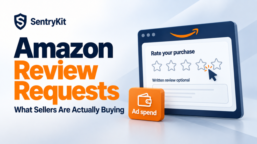 Amazon Review Requests ads: a one-tap star rating prompt shown to verified buyers, ratings vs written reviews