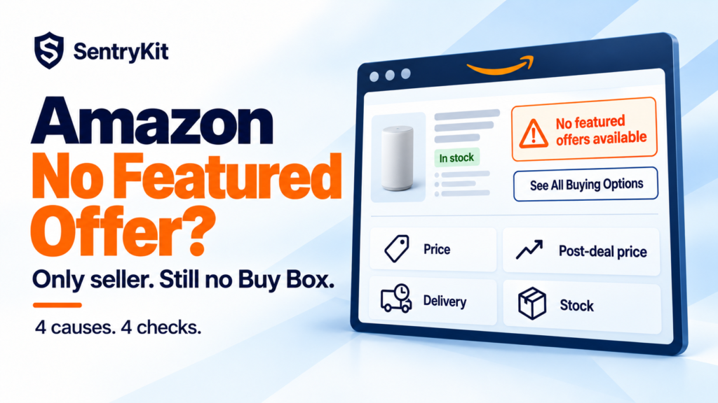 Amazon listing with no Featured Offer: the only seller, but shoppers see See All Buying Options instead of Add to Cart